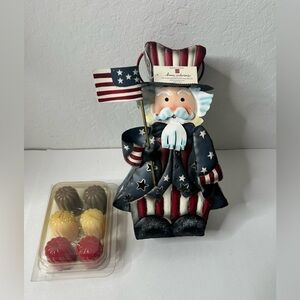 Home Interiors Americana Uncle Sam Tin Metal‎ Lantern Candle Holder Patriotic